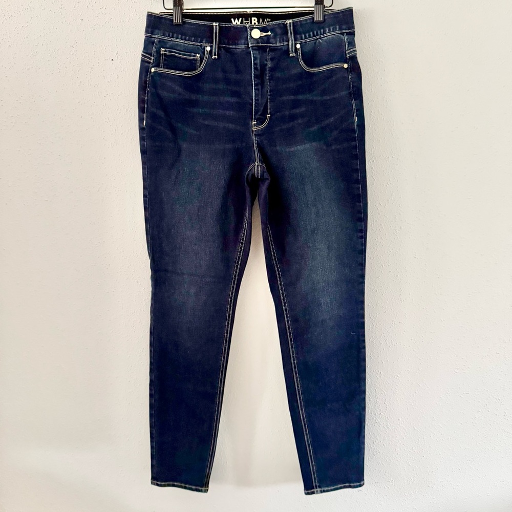 WHBM High-Rise Skinny Jeans Dark Wash Women's Size 10 Elastic Waistband Stretch